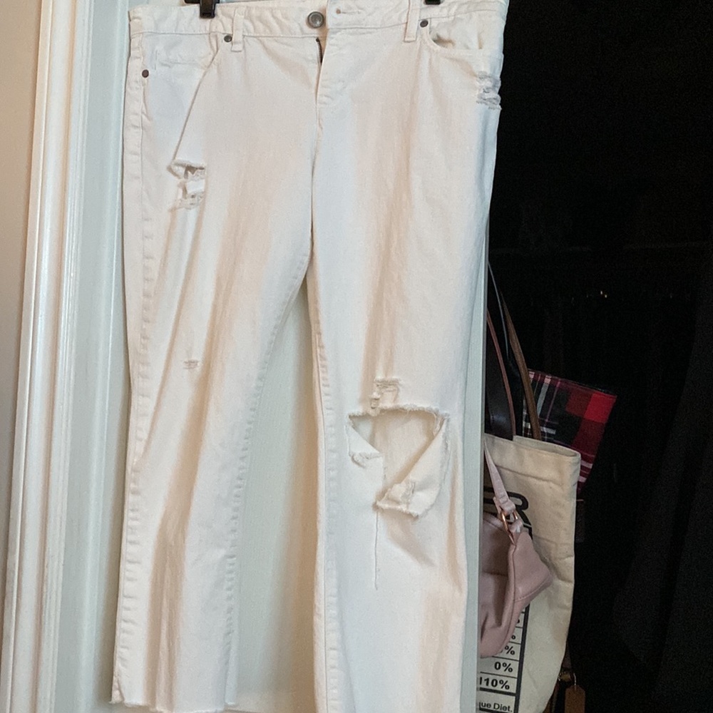 White LC low-rise torn size 12  jeans